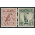 AUSTRALIA - 1932 6d Kookaburra + 1/- Lyrebird, MH – SG # 140+146