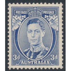 AUSTRALIA - 1937 3d blue KGVI definitive, die I, 'white wattles', MH – SG # 168a