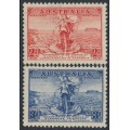 AUSTRALIA - 1936 2d red & 3d blue Telephone Cable set of 2, MNH – SG # 159-160