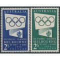 AUSTRALIA - 1954 2/- blue & 2/- green Olympics, MNH – SG # 280+280a