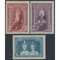 AUSTRALIA - 1948 5/- to £1 Robes set of 3 on thin paper, MNH – SG # 176a-178a