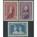 AUSTRALIA - 1948 5/- to £1 Robes set of 3 on thin paper, MNH – SG # 176a-178a