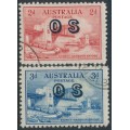 AUSTRALIA - 1932 2d red & 3d blue Sydney Harbour Bridge, o/p OS, CTO – SG # O134-O135