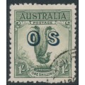 AUSTRALIA - 1932 1/- green Lyrebird overprinted OS, CTO – SG # O136