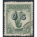 AUSTRALIA - 1932 1/- green Lyrebird overprinted OS, CTO – SG # O136