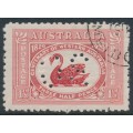 AUSTRALIA - 1929 1½d carmine-red Swan, perforated OS, CTO – SG # O120 