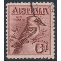 AUSTRALIA - 1914 6d reddish maroon engraved Kookaburra, CTO – ACSC # 60Bw
