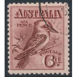 AUSTRALIA - 1914 6d reddish maroon engraved Kookaburra, CTO – ACSC # 60Bw