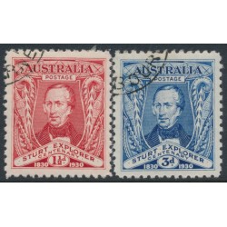 AUSTRALIA - 1930 1½d red & 3d blue Sturt set of 2, CTO – SG # 117-118