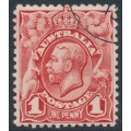 AUSTRALIA - 1913 1d bright scarlet engraved KGV, CTO – SG # 17