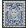 AUSTRALIA - 1937 3d blue KGVI definitive, die I, 'white wattles', MH – SG # 168a