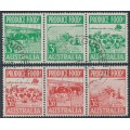 AUSTRALIA - 1953 3d green & 3½d red Produce Food strips, CTO – SG # 255a + 258a 
