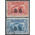 AUSTRALIA - 1931 2d red & 3d blue Kingsford Smith, o/p OS, CTO – SG # O123-O124  
