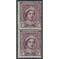 AUSTRALIA - 1944 1d brown Queen Elizabeth, coil pair, MNH – SG # 203a