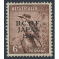 AUSTRALIA - 1946 6d dull brown Kookaburra overprinted BCOF, MNH – SG # J4