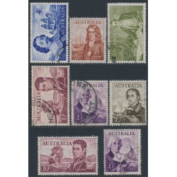 AUSTRALIA - 1963-65 4/- to £2 Navigators set of 8, used – SG # 355-360 + 358a + 359a 