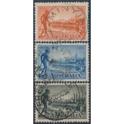 AUSTRALIA - 1934 2d to 1/- Centenary of Victoria set of 3 perf. 11½, used – SG # 147a-149a