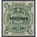 AUSTRALIA - 1950 £2 green Coat of Arms, o/p SPECIMEN, MH – SG # 271x