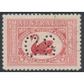 AUSTRALIA - 1929 1½d carmine-red Swan, perforated OS, CTO – SG # O120 