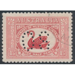 AUSTRALIA - 1929 1½d carmine-red Swan, perforated OS, CTO – SG # O120 