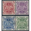 AUSTRALIA - 1949-1950 5/- to £2 Coat of Arms set of 4, used – SG # 224a-224d