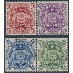 AUSTRALIA - 1949-1950 5/- to £2 Coat of Arms set of 4, used – SG # 224a-224d