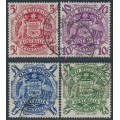 AUSTRALIA - 1949-1950 5/- to £2 Coat of Arms set of 4, used – SG # 224a-224d