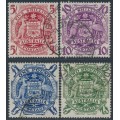 AUSTRALIA - 1949-1950 5/- to £2 Coat of Arms set of 4, used – SG # 224a-224d