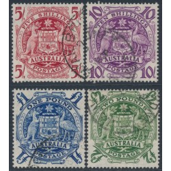 AUSTRALIA - 1949-1950 5/- to £2 Coat of Arms set of 4, used – SG # 224a-224d