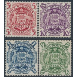 AUSTRALIA - 1949-1950 5/- to £2 Coat of Arms set of 4, MNH – SG # 224a-224d