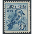 AUSTRALIA - 1928 3d blue Kookaburra, MNH – SG # 106