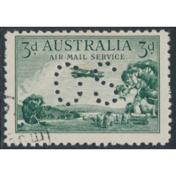 AUSTRALIA - 1929 3d green Airmail (horizontal mesh paper), perf. OS, CTO – ACSC # 135wa