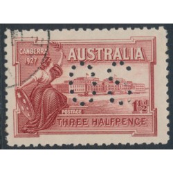 AUSTRALIA - 1927 1½d brownish lake Parliament House, perf. OS, CTO – SG # O112