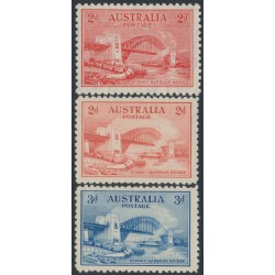 AUSTRALIA - 1932 2d red & 3d blue Sydney Harbour Bridge set of 3, MNH – SG # 141+142+144 