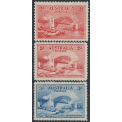 AUSTRALIA - 1932 2d red & 3d blue Sydney Harbour Bridge set of 3, MH – SG # 141+142+144 