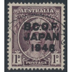 AUSTRALIA - 1946 1d purple-brown Queen, overprinted BCOF, used – SG # J2