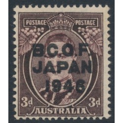 AUSTRALIA - 1946 3d dark brown KGVI, overprinted BCOF, MNH – SG # J3