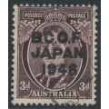 AUSTRALIA - 1946 3d dark brown KGVI, overprinted BCOF, used – SG # J3