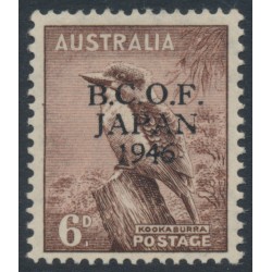 AUSTRALIA - 1946 6d dull brown Kookaburra, overprinted BCOF, MNH – SG # J4