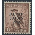 AUSTRALIA - 1946 6d dull brown Kookaburra, overprinted BCOF, MH – SG # J4