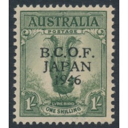 AUSTRALIA - 1947 1/- dull green Lyrebird, overprinted BCOF, MH – SG # J5