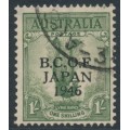 AUSTRALIA - 1947 1/- dull green Lyrebird, overprinted BCOF, used – SG # J5