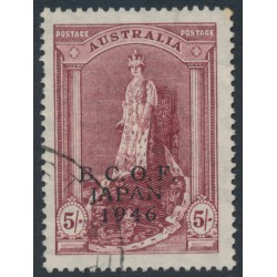 AUSTRALIA - 1948 5/- claret Robes on thin paper, overprinted BCOF, used – SG # J7a
