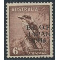 AUSTRALIA - 1946 6d brown Kookaburra, o/p BCOF, misplaced overprint, MH – SG # J4