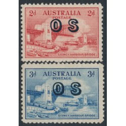 AUSTRALIA - 1932 2d red & 3d blue Sydney Harbour Bridge, o/p OS, MH – SG # O134-O135