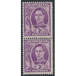 AUSTRALIA - 1948 2d purple KGVI, no watermark, coil pair, MNH – SG # 230aa