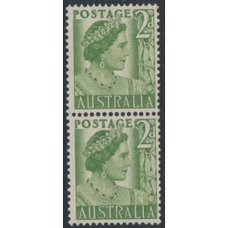 AUSTRALIA - 1951 2d yellow-green Queen Elizabeth, coil pair, MNH – SG # 237a