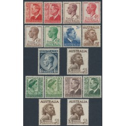 AUSTRALIA - 1950-1965 1½d to 2/6 KGVI definitives, MNH – SG # 234-238+247-253b