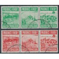 AUSTRALIA - 1953 3d green & 3½d red Produce Food strips, used – SG # 255a + 258a 