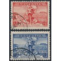 AUSTRALIA - 1936 2d red & 3d blue Telephone Cable set of 2, used – SG # 159-160